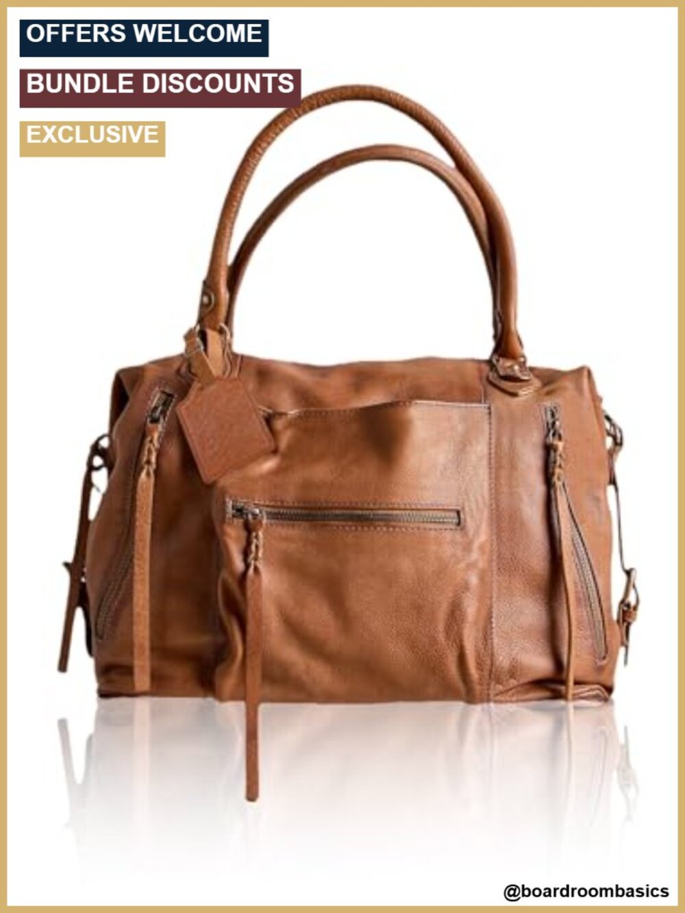 Large Vegan Leather Tote Bag with Zipper Adjustable Strap Shoulder Purse